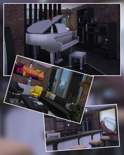 The sims 4 Apartment 701 ZenView living room