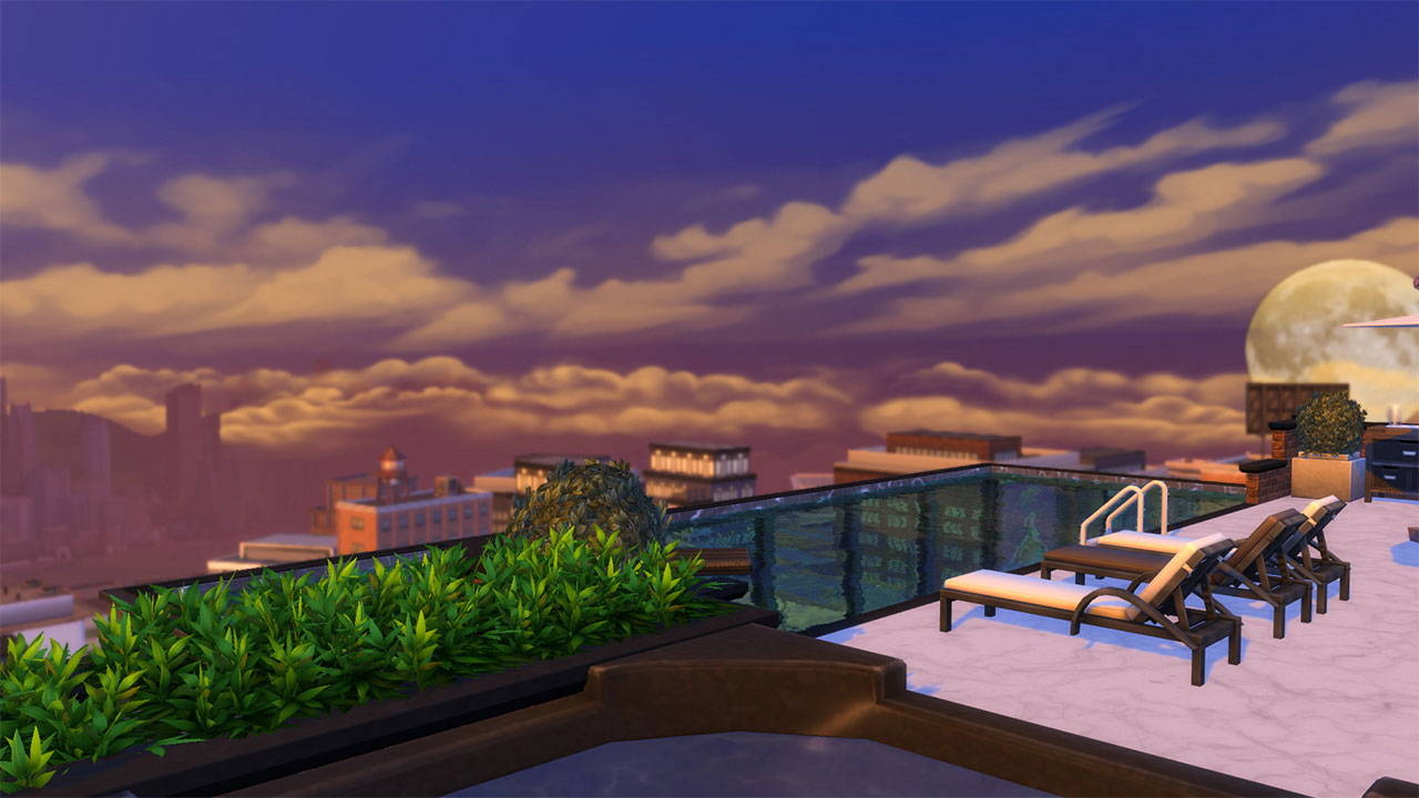 The sims 4 penthouse infinite pool view