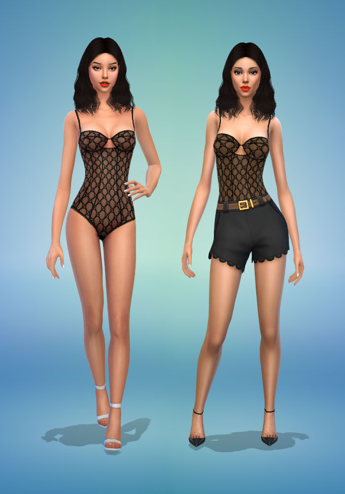 The Sims 4 CC Gucci Tulle Lingerie